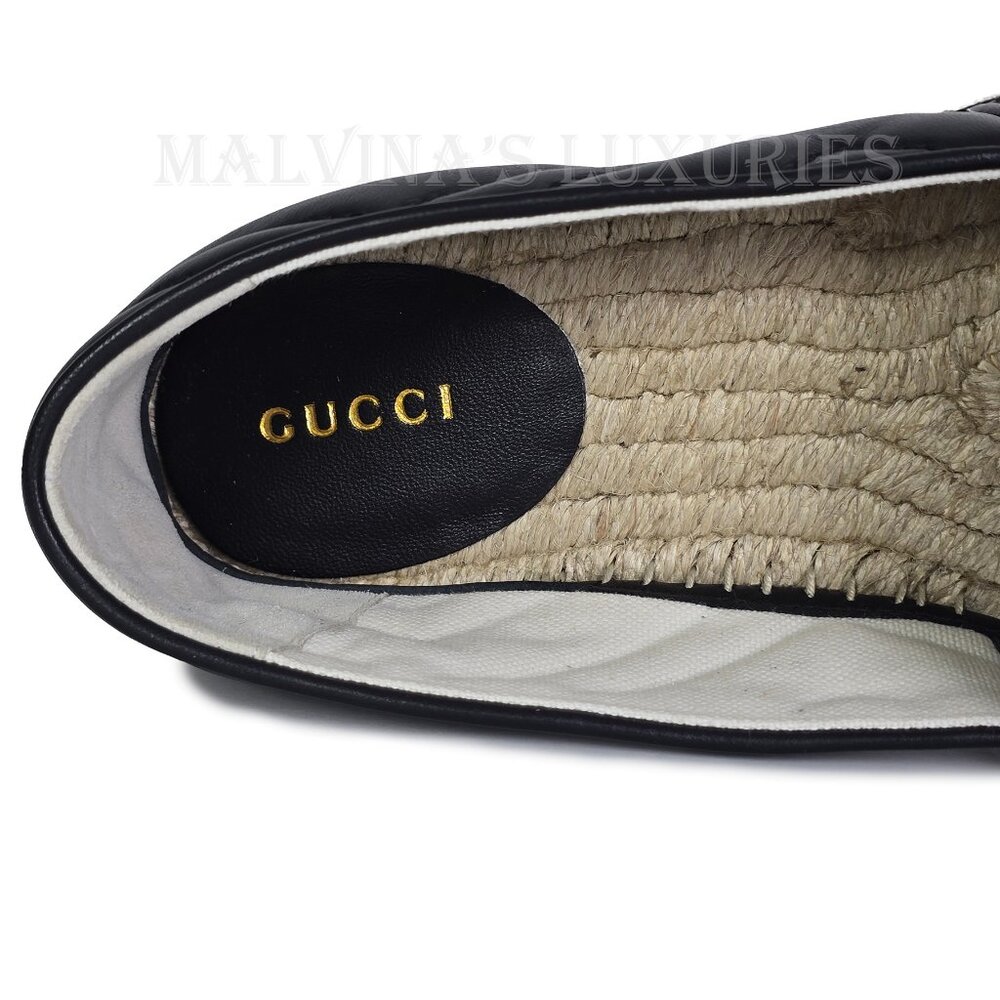 GUCCI SHOES FLATS MARMONT DOUBLE GG LEATHER ESPADRILLE sz 37 US 7 - Picture 13 of 16